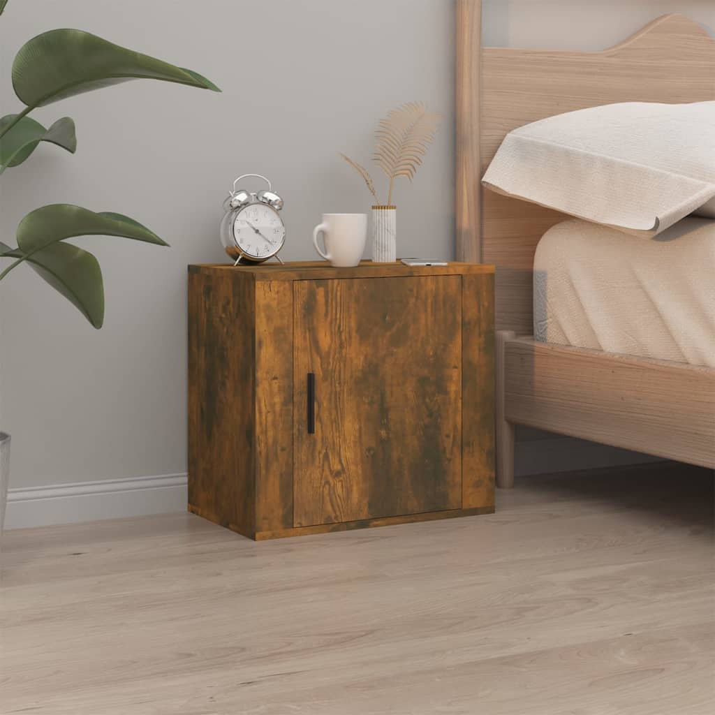 Smoked Oak Wall-Mounted Bedside Cabinets 2 Pcs - 50x30x47 cm
