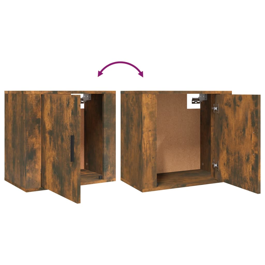 Smoked Oak Wall-Mounted Bedside Cabinets 2 Pcs - 50x30x47 cm