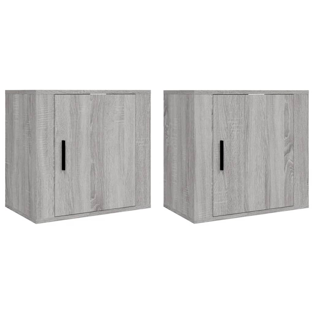 Grey Sonoma Wall-Mounted Bedside Cabinets 2pcs, 50x30x47 cm