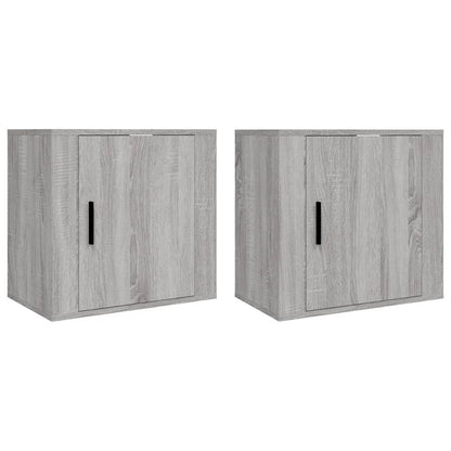 Grey Sonoma Wall-Mounted Bedside Cabinets 2pcs, 50x30x47 cm