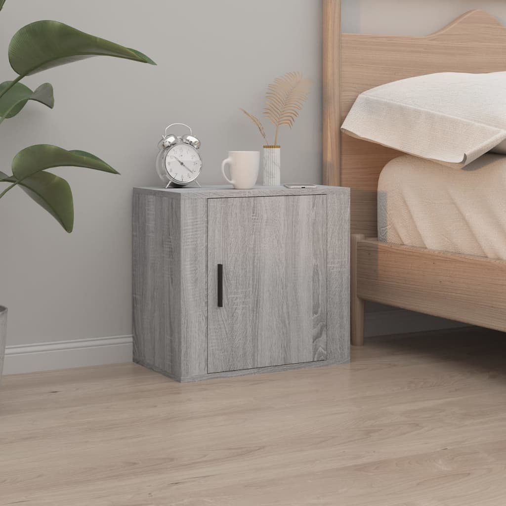Grey Sonoma Wall-Mounted Bedside Cabinets 2pcs, 50x30x47 cm