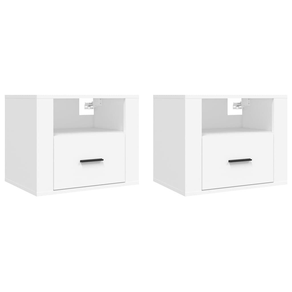 White Wall-Mounted Bedside Cabinets Set of 2 - 50x36x40 cm