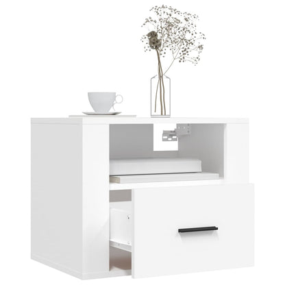 White Wall-Mounted Bedside Cabinets Set of 2 - 50x36x40 cm