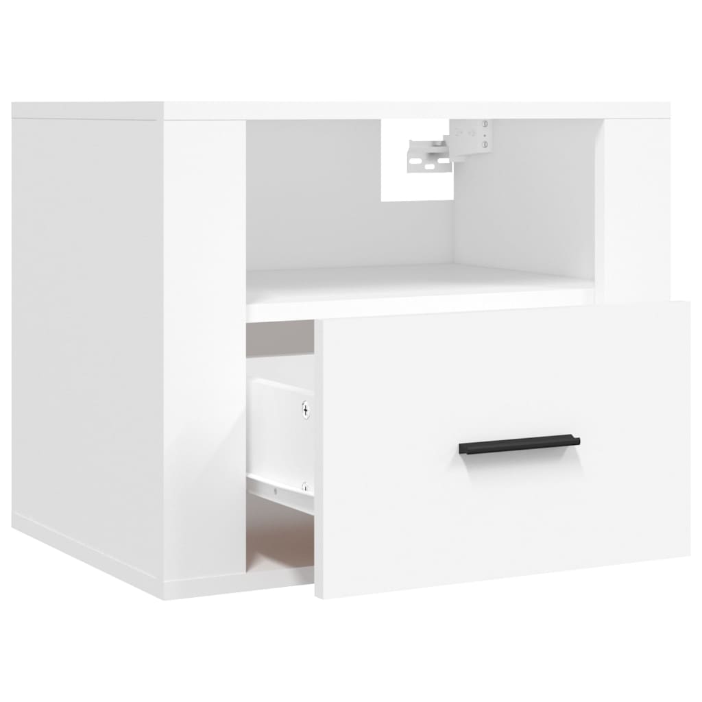 White Wall-Mounted Bedside Cabinets Set of 2 - 50x36x40 cm