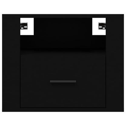 Sleek Black Wall-Mounted Bedside Cabinets, Set of 2, 50x36x40 cm