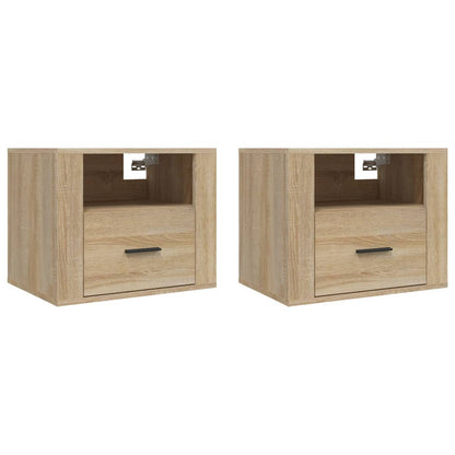 Sonoma Oak Wall-Mounted Bedside Cabinets - Set of 2, 50x36x40 cm