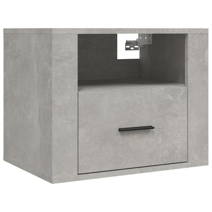 Concrete Grey Wall-Mounted Bedside Cabinets, Set of 2, 50x36x40 cm