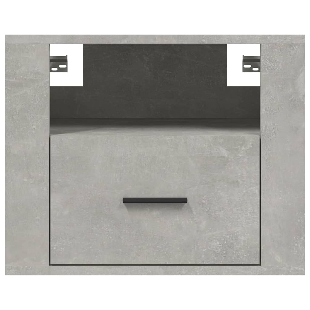 Concrete Grey Wall-Mounted Bedside Cabinets, Set of 2, 50x36x40 cm