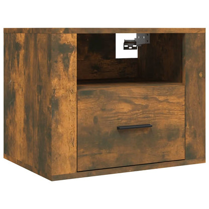 Smoked Oak Wall-Mounted Bedside Cabinet 50x36x40 cm