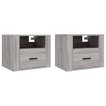 Grey Sonoma Wall-Mounted Bedside Cabinets Set of 2 - 50x36x40 cm