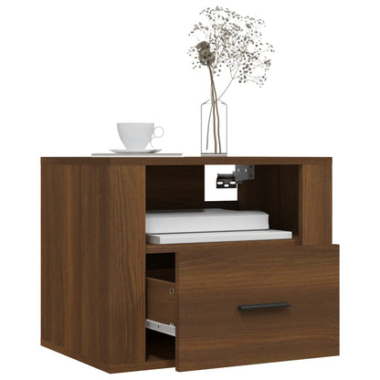Brown Oak Wall-Mounted Bedside Cabinets 2pcs - 50x36x40 cm