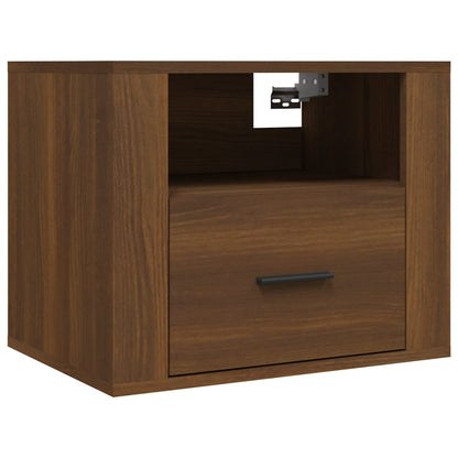 Brown Oak Wall-Mounted Bedside Cabinets 2pcs - 50x36x40 cm