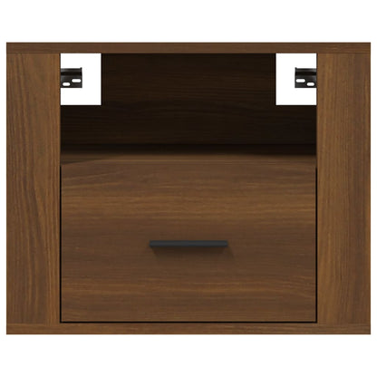 Brown Oak Wall-Mounted Bedside Cabinets 2pcs - 50x36x40 cm