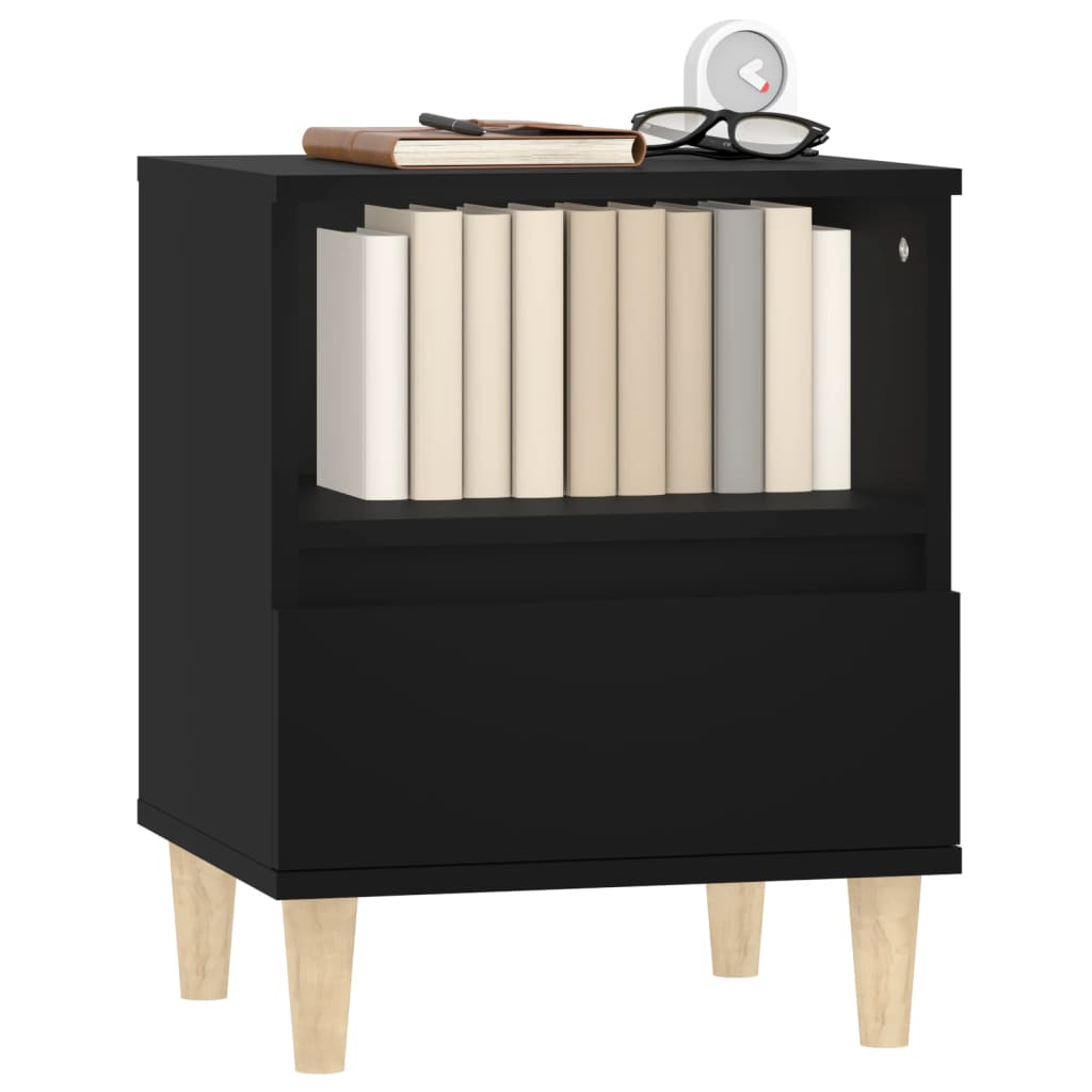 Sleek Black Bedside Cabinet, 40x35x50 cm - Stylish & Functional Design