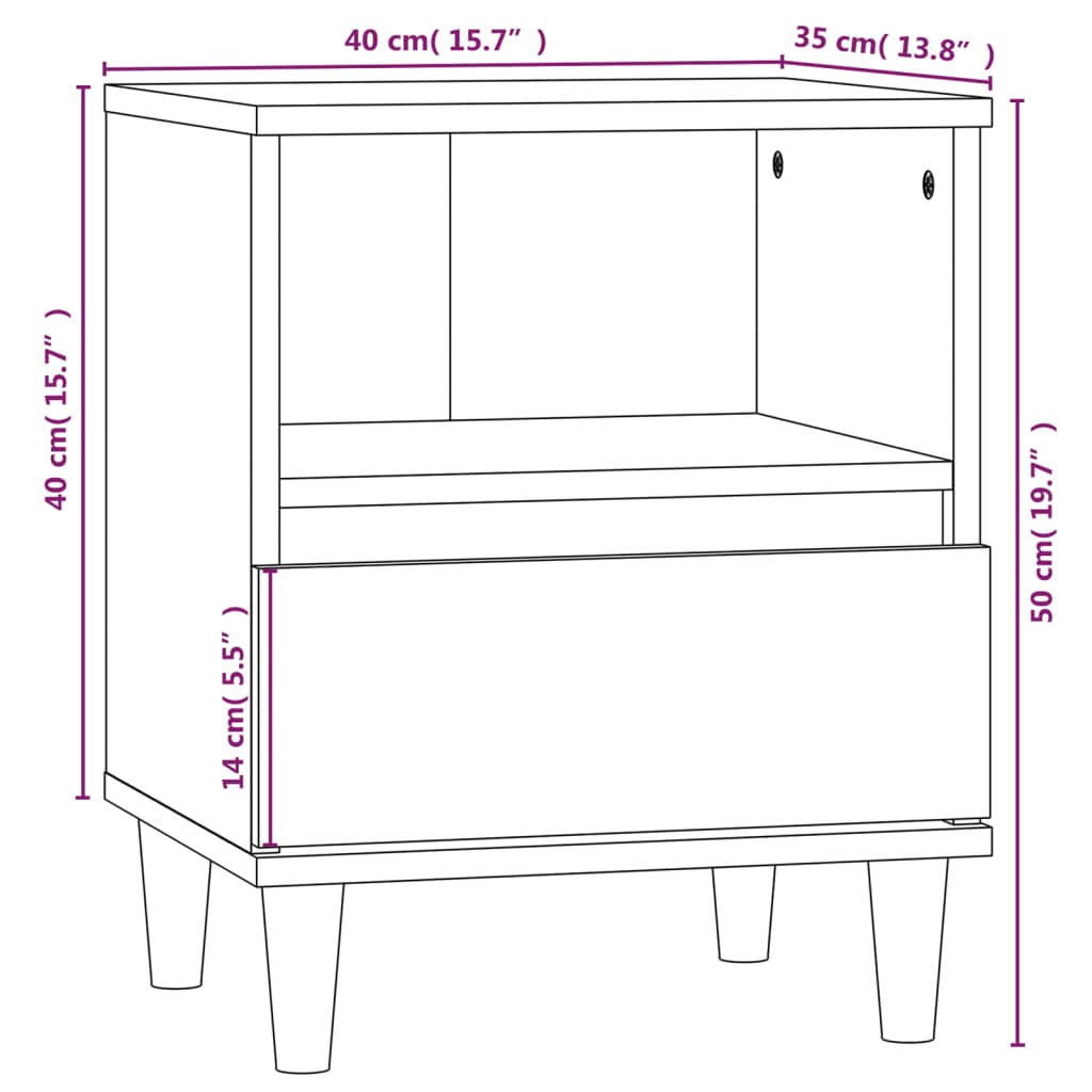 Sleek Black Bedside Cabinet, 40x35x50 cm - Stylish & Functional Design