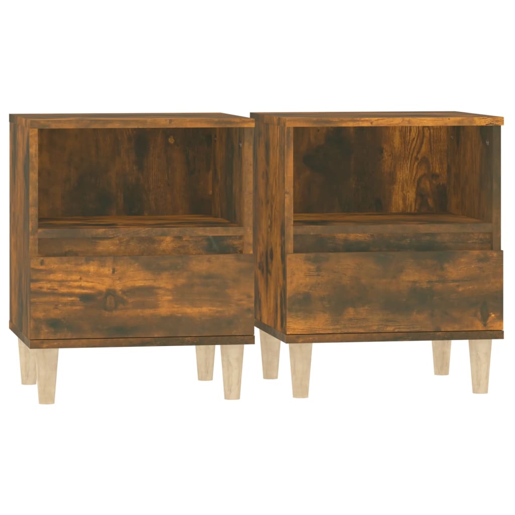 Stylish Smoked Oak Bedside Cabinets Set - 2 pcs, 40x35x50 cm