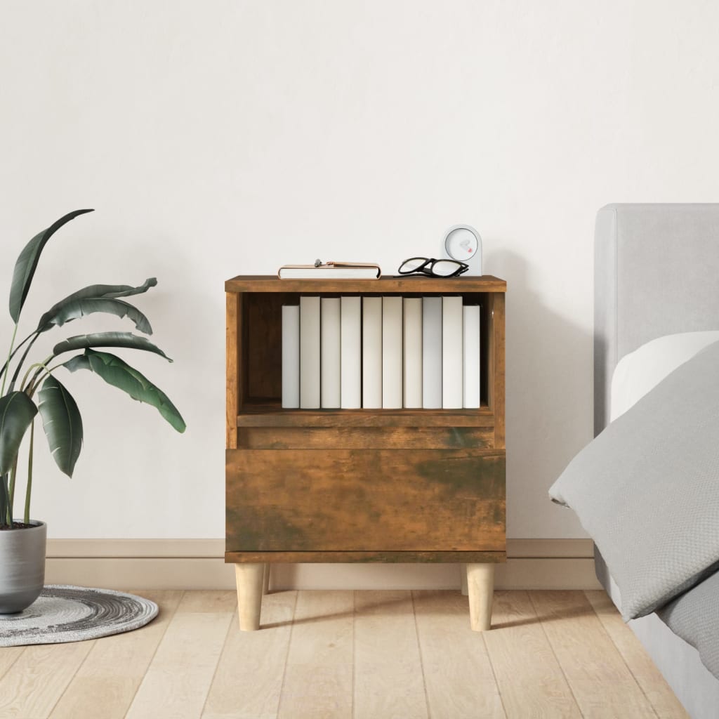 Stylish Smoked Oak Bedside Cabinets Set - 2 pcs, 40x35x50 cm