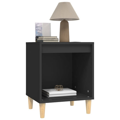 Black Engineered Wood Bedside Cabinet 40x35x50 cm