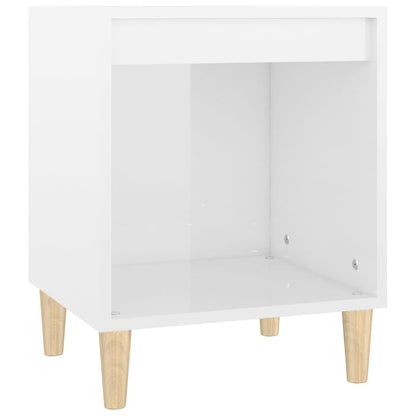 Sleek High Gloss White Bedside Cabinet, 40x35x50 cm, Engineered Wood