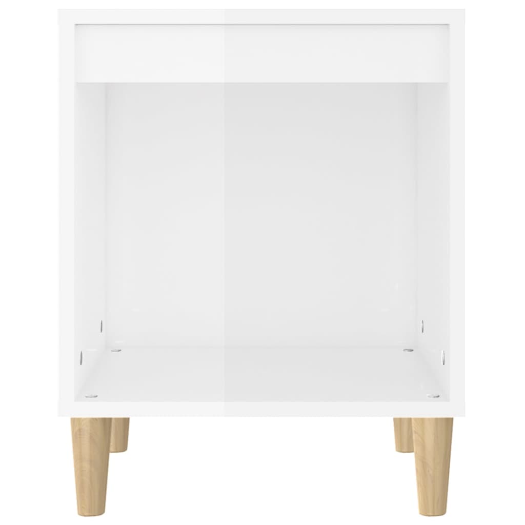 Sleek High Gloss White Bedside Cabinet, 40x35x50 cm, Engineered Wood