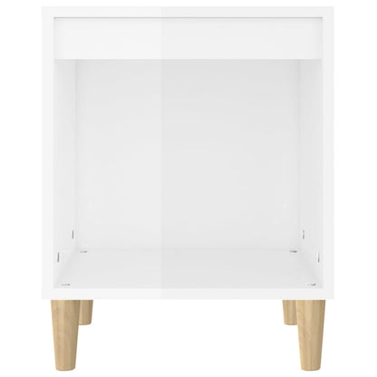 Sleek High Gloss White Bedside Cabinet, 40x35x50 cm, Engineered Wood
