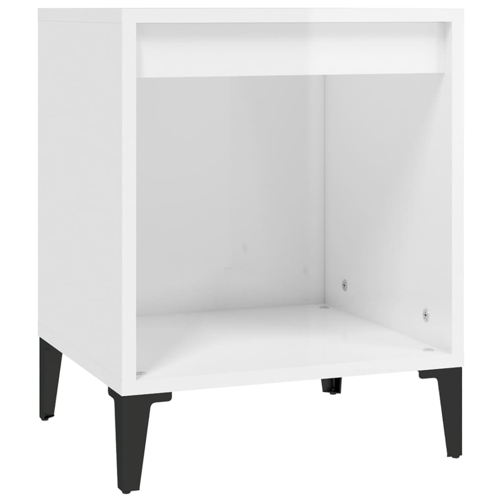 High Gloss White Bedside Cabinet, 40x35x50 cm, Modern Style