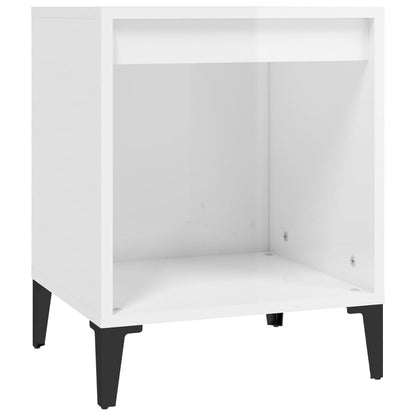 High Gloss White Bedside Cabinet, 40x35x50 cm, Modern Style