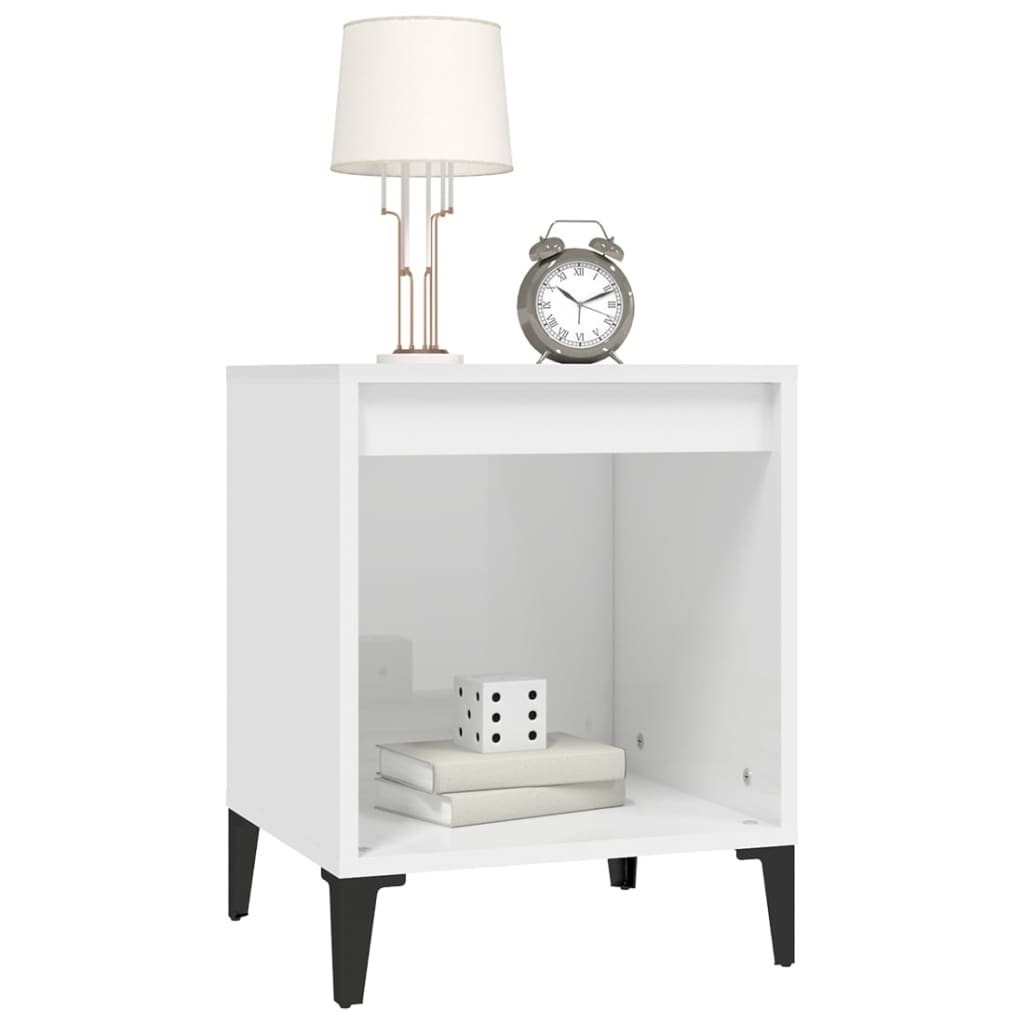 High Gloss White Bedside Cabinet, 40x35x50 cm, Modern Style