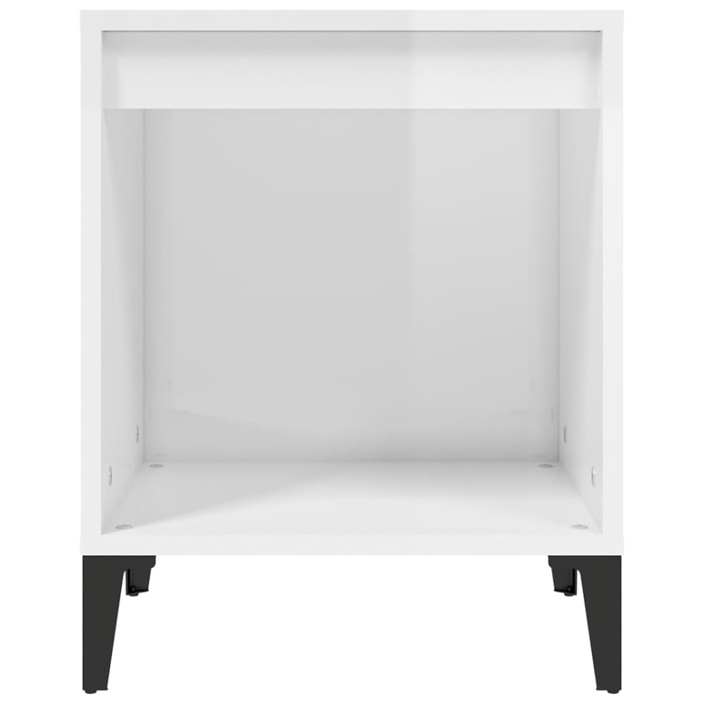 High Gloss White Bedside Cabinet, 40x35x50 cm, Modern Style