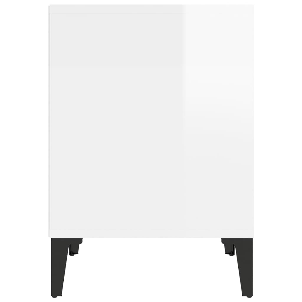 High Gloss White Bedside Cabinet, 40x35x50 cm, Modern Style