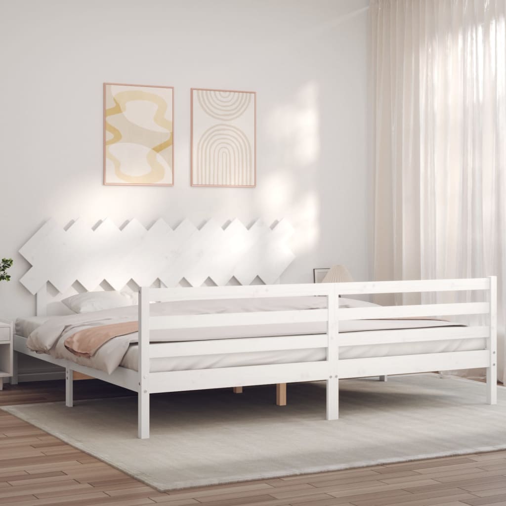 Bed Frame without Mattress White 200x200 cm Solid Wood