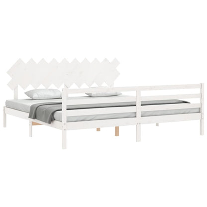 Bed Frame without Mattress White 200x200 cm Solid Wood