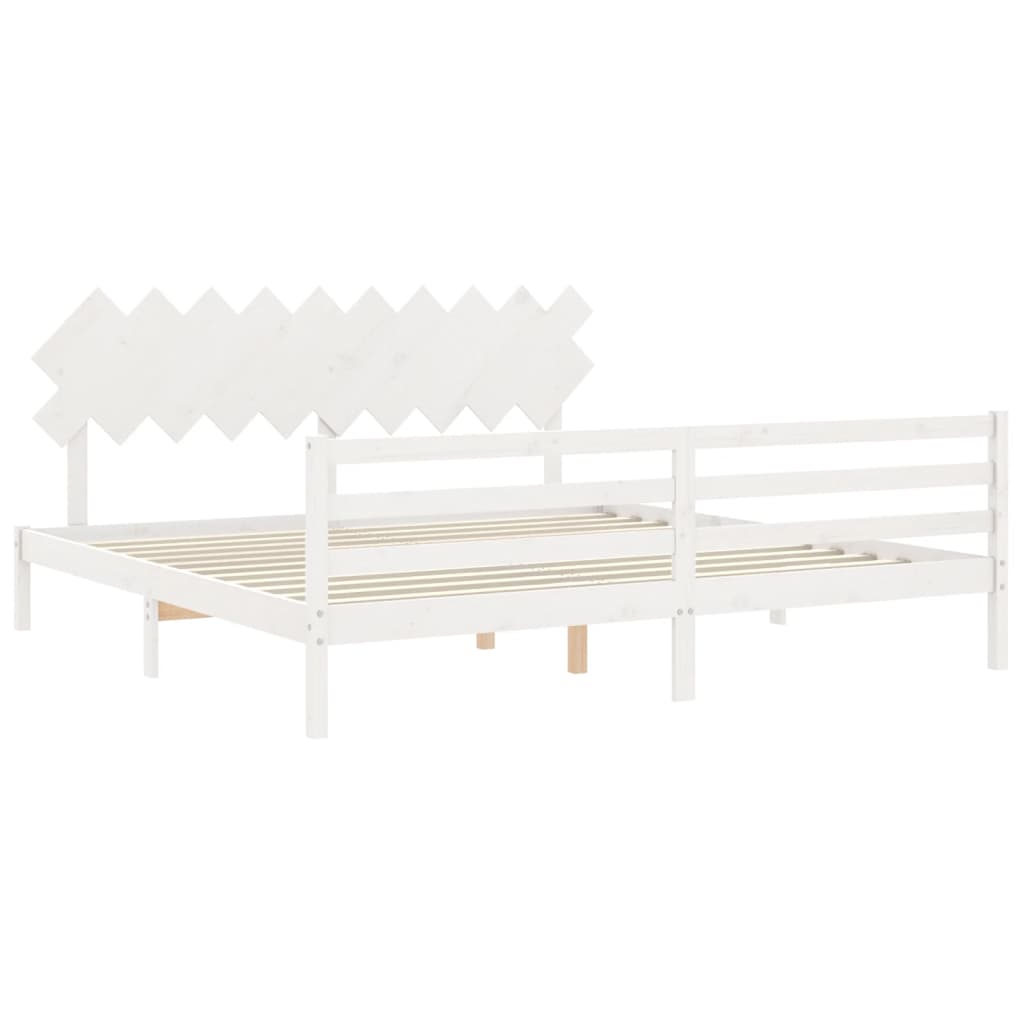 Bed Frame without Mattress White 200x200 cm Solid Wood