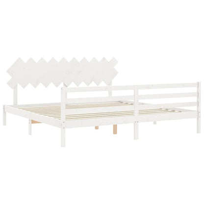 Bed Frame without Mattress White 200x200 cm Solid Wood