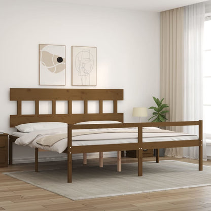 Senior Bed without Mattress Honey Brown 200x200 cm Solid Wood