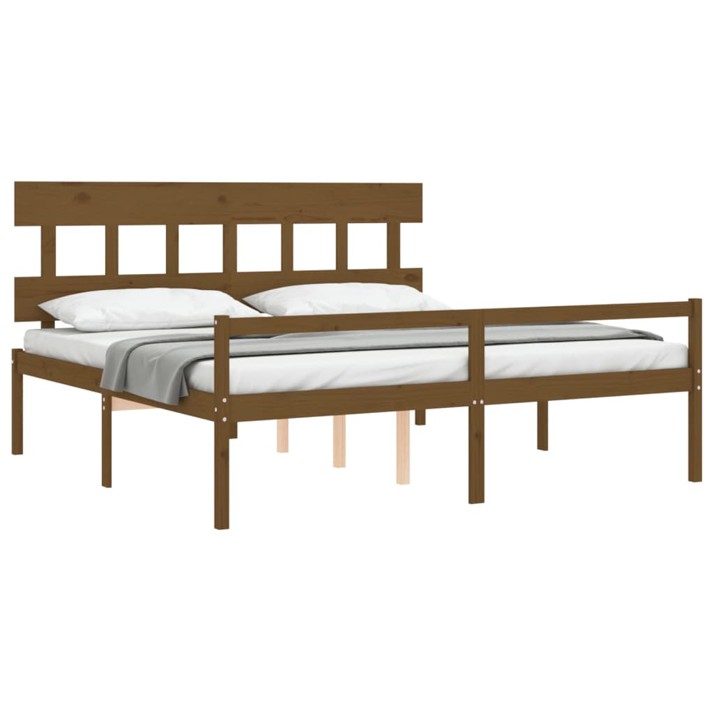 Senior Bed without Mattress Honey Brown 200x200 cm Solid Wood