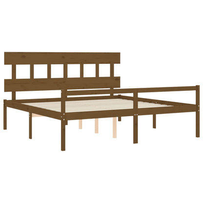 Senior Bed without Mattress Honey Brown 200x200 cm Solid Wood