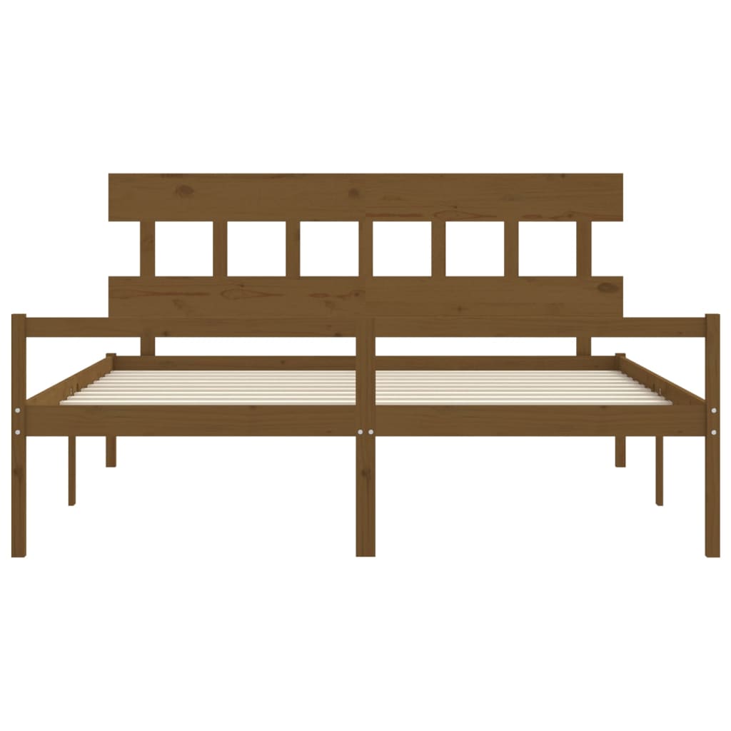 Senior Bed without Mattress Honey Brown 200x200 cm Solid Wood