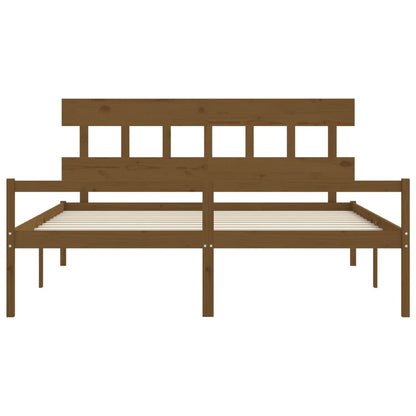 Senior Bed without Mattress Honey Brown 200x200 cm Solid Wood