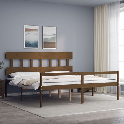 Senior Bed without Mattress Honey Brown 200x200 cm Solid Wood