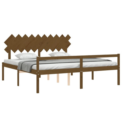 Senior Bed without Mattress Honey Brown 200x200 cm Solid Wood