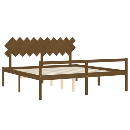 Senior Bed without Mattress Honey Brown 200x200 cm Solid Wood
