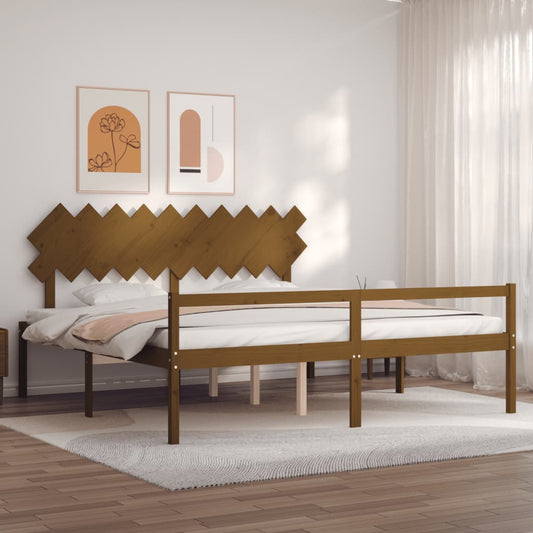 Senior Bed without Mattress Honey Brown 200x200 cm Solid Wood