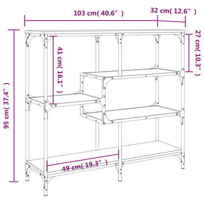 Brown Oak Console Table - Engineered Wood, 103x32x95 cm