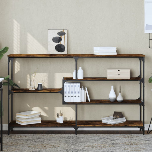 Smoked Oak Console Table - Engineered Wood, 160x32x95 cm