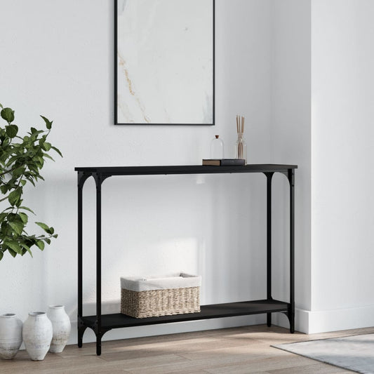 Black Engineered Wood Console Table - 100x22.5x75 cm