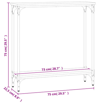 Sonoma Grey Console Table - Engineered Wood 75x22.5x75 cm