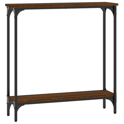 Brown Oak Engineered Wood Console Table - 75x22.5x75 cm