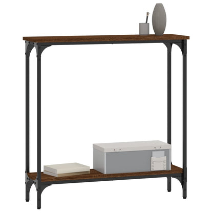 Brown Oak Engineered Wood Console Table - 75x22.5x75 cm