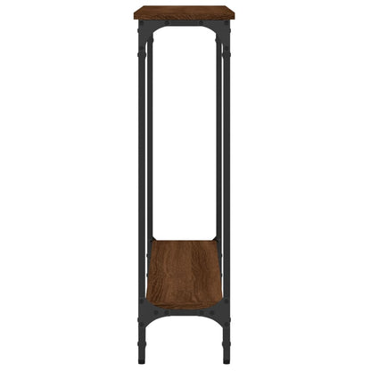 Brown Oak Engineered Wood Console Table - 75x22.5x75 cm